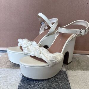 Lulu's Cream Knotted Platform Heels